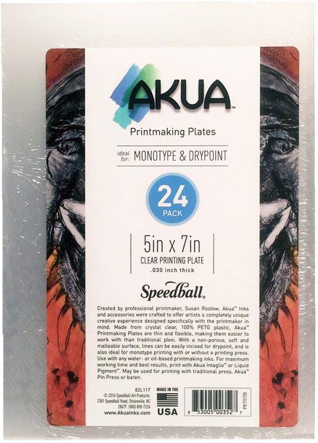 Akua Printmaking Plate, 5-Inch x 7-Inch, 24-Pack, Clear