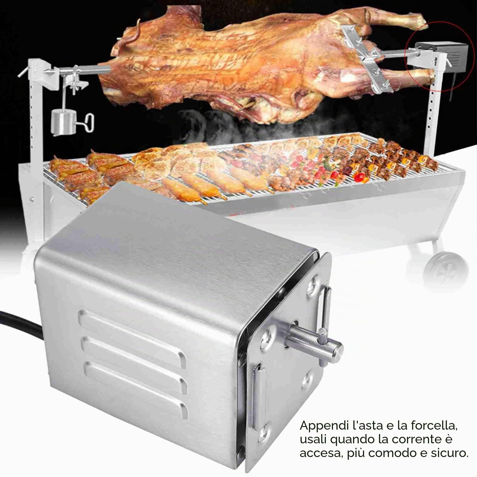 Motore Grill in Acciaio Inox, Motore Elettrico girarrosto da 50-70KGF per Barbecue per spiedini(EU 220V)