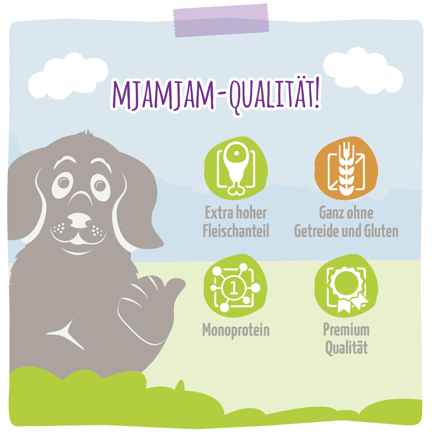 MjAMjAM - Premium Nassfutter für Hunde - Quetschie - schmackhafter Truthahn an leckeren Möhrchen, 12er Pack (12 x 125g), getreidefrei mit extra viel Fleisch
