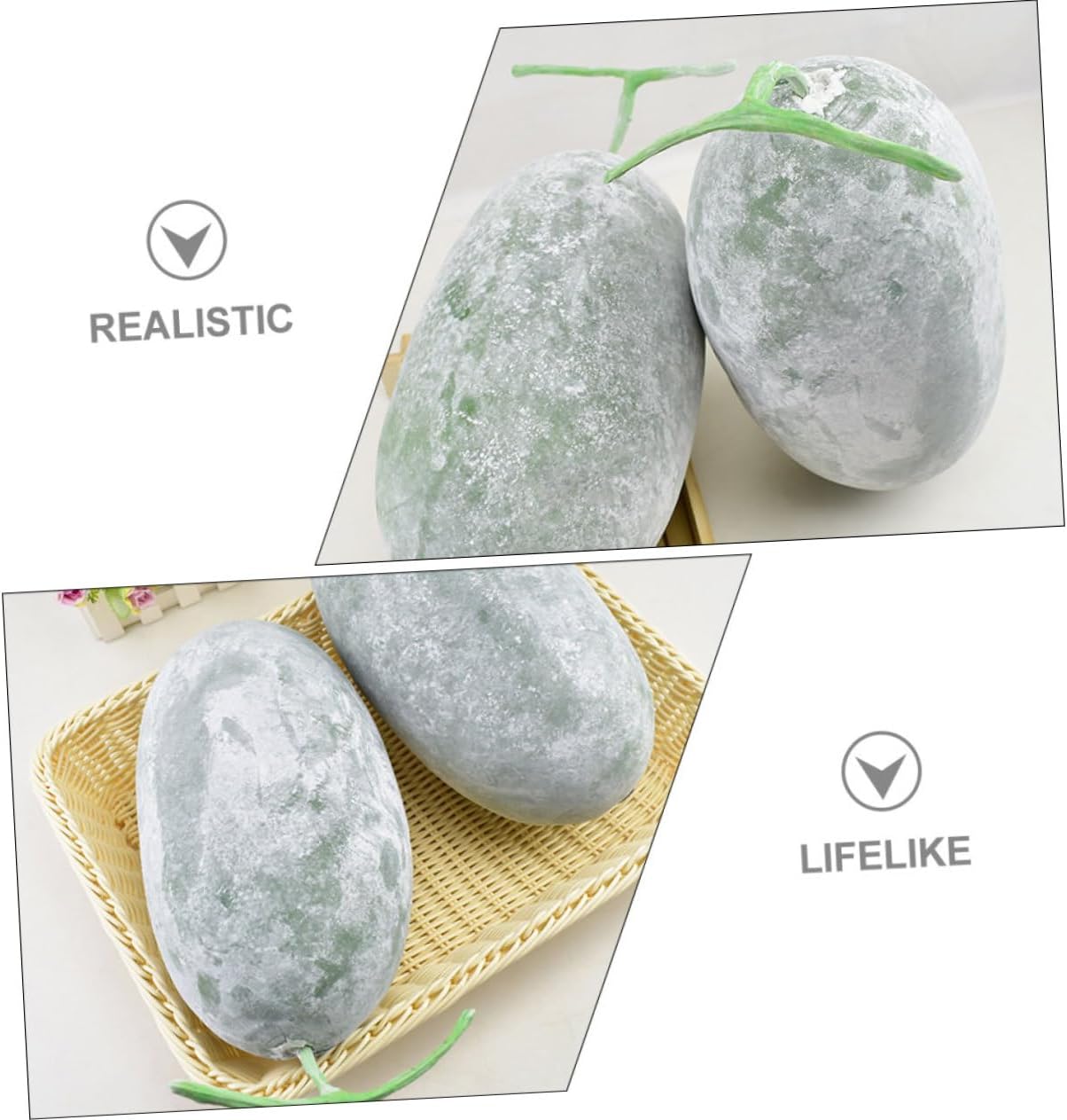 Cabilock Fake Wax Gourd Decorative Artificial Vegetable for Home Kitchen Realistic Model for Easter Party and Decor Photo Prop and Ornament