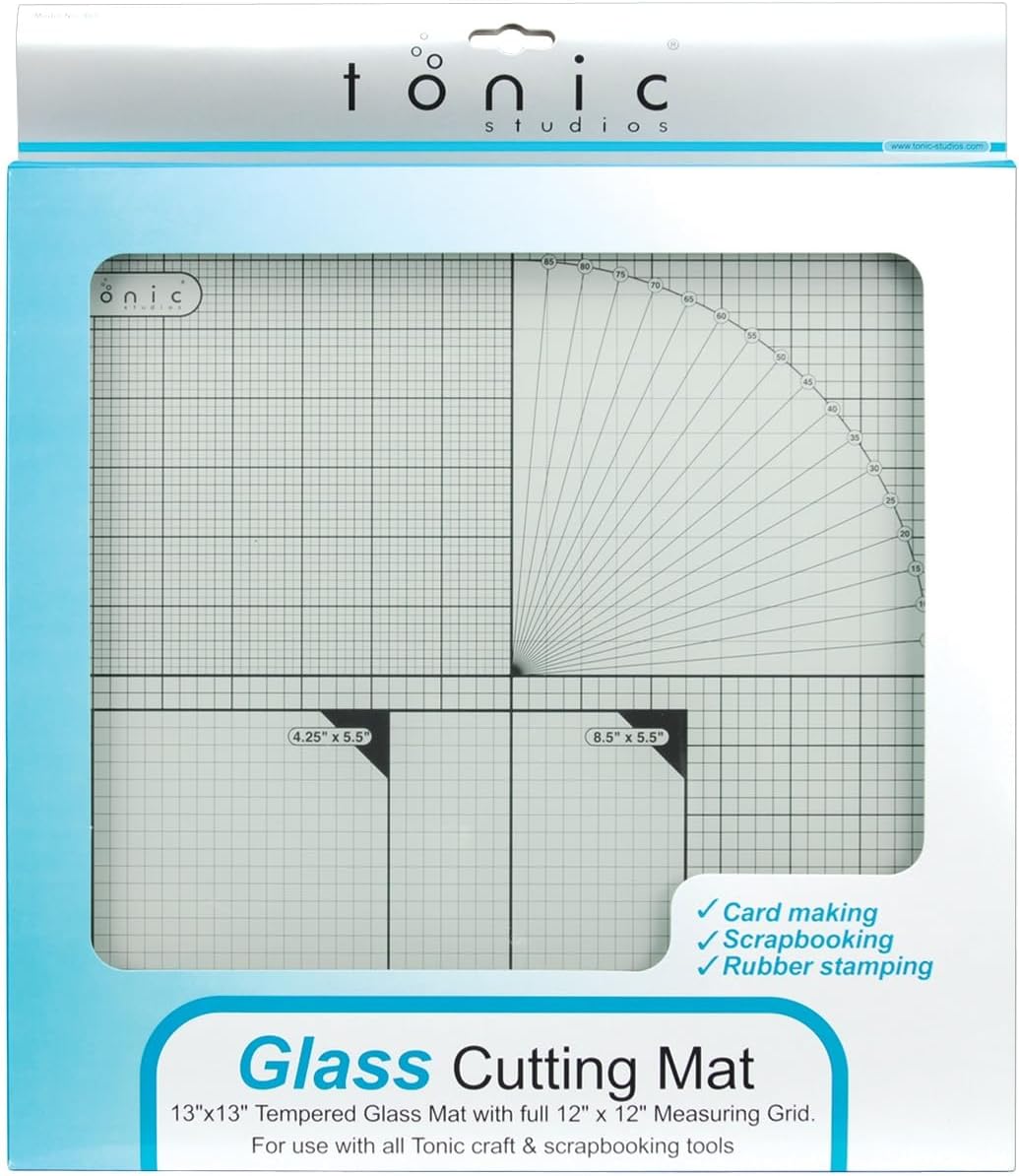 Tonic Studios TGM465 Tempered Glass Cutting Mat with Measuring Grid, 12 by 12"
