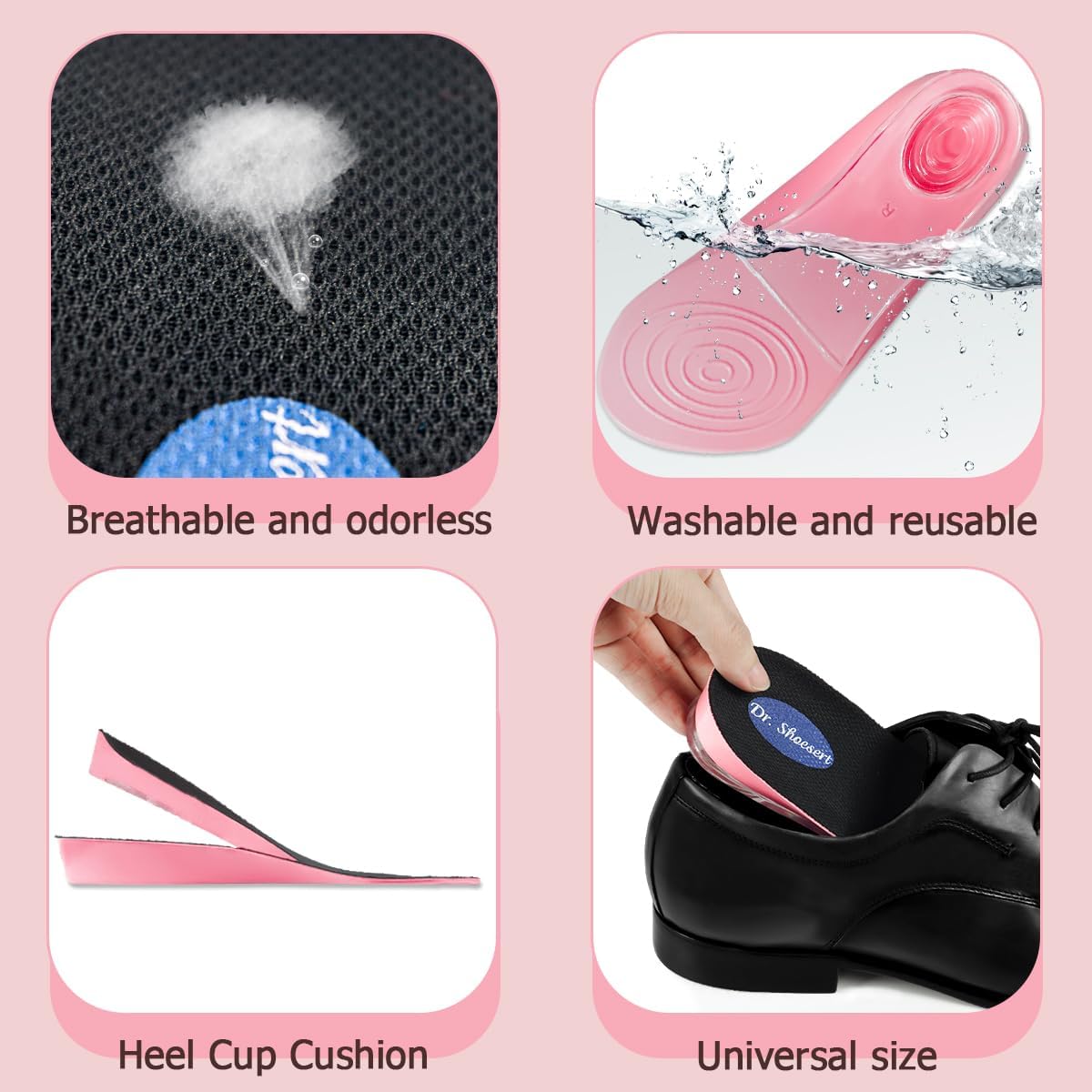 Dr. Shoesert 3-Layer Adjustable Height Increase Insoles, 3/4 Length Shock Absorption Cushion Heel Lift Inserts - Image 5