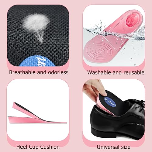 Miniatura 5 de Dr. Shoesert Plantillas de aumento de altura ajustable de 3 capas, insertos de elevación de talón con amortiguador de absorción de impactos de 34 de