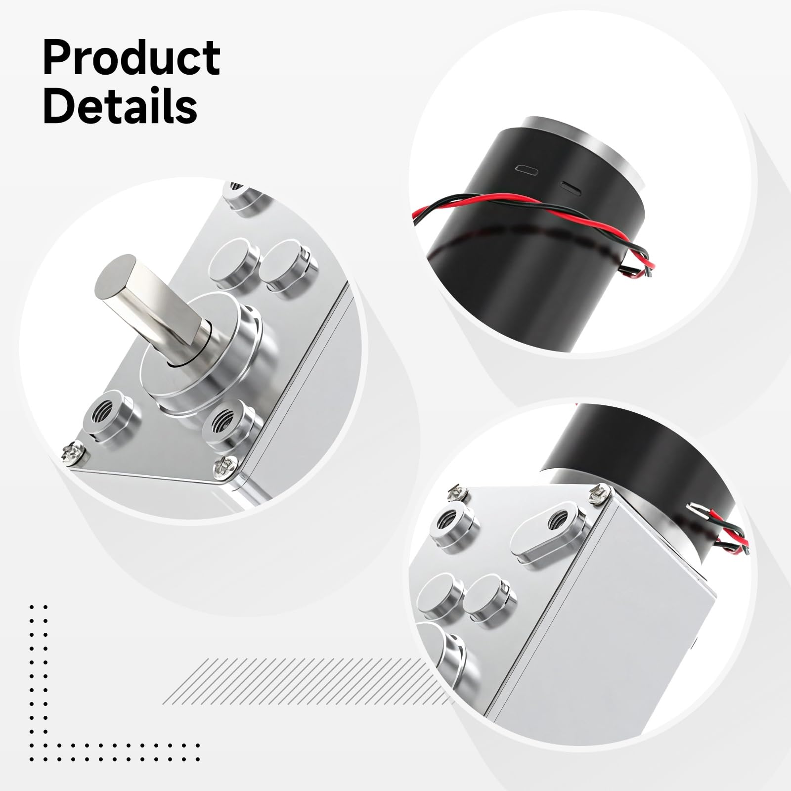 DC-Motor mit hohem Drehmoment, Permanentmagnet-Getriebemotor 12V, 8mm-Wellenmotor, bidirektional selbstsichernd, Edelstahl, kompaktes rechteckiges Design