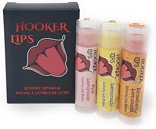 Hooker Lips ~ Luxury Lip Balm ~ Lemonade, Pink Lemonade & Strawberry Lemonade 3 Pack (Boxed)
