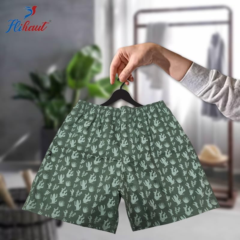 Image of Men's Cotton Shorts Waistband, Zip Fly, 1 Zip Pocket, Back Pockets (Pack of 2)