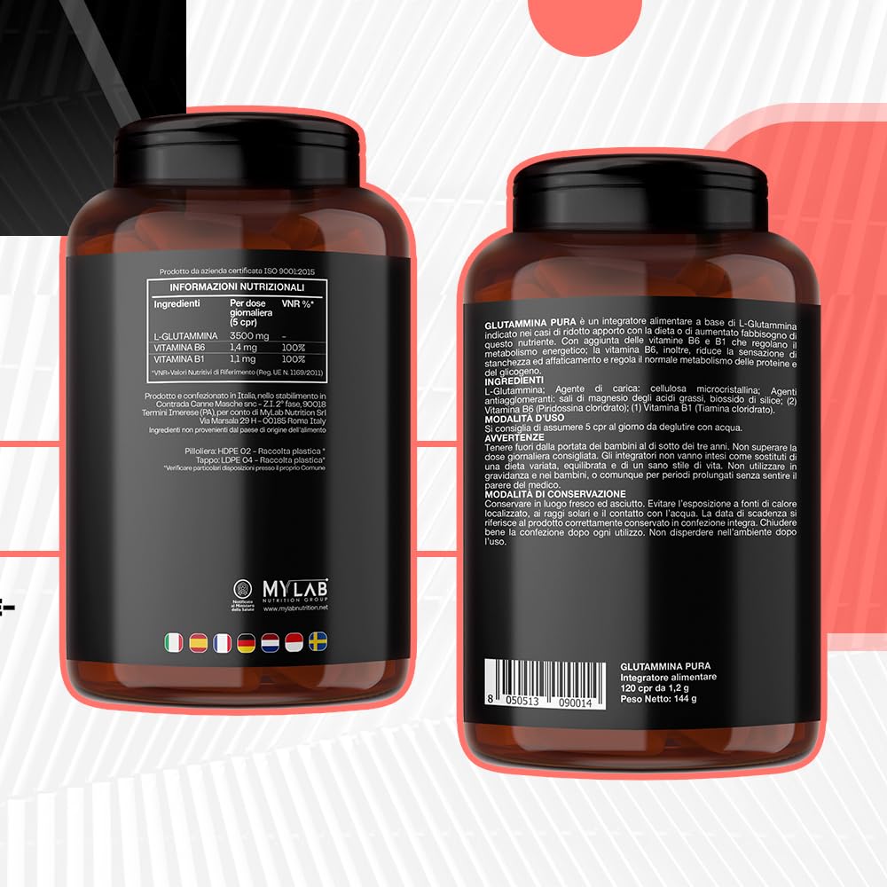 L-Glutammina Pura | Stimola aumento GH ormone della crescita | Diminuisce fatica post allenamento | Integratore di Glutamina Amminoacido Made in Italy | 120 compresse T-Rex Integratori