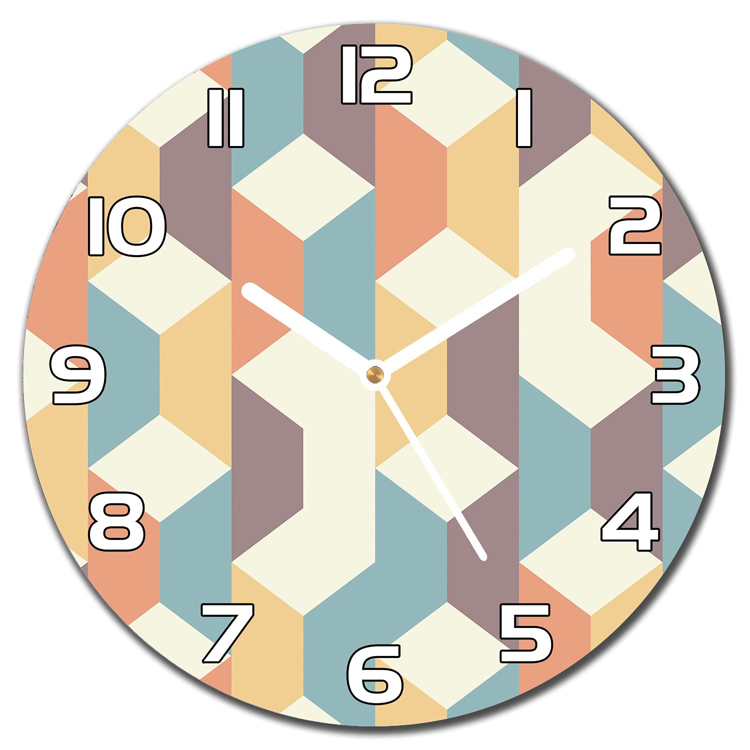 Horloge en verre silencieuse 30 cm lisible avec aiguilles blanches pour mur sombre