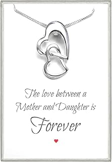 Double Heart Necklace, Sterling Silver Heart Necklace, Mother of the Bride Gift Necklace, Gift for Daughter, Mother Daughter Necklace Sterling Silver