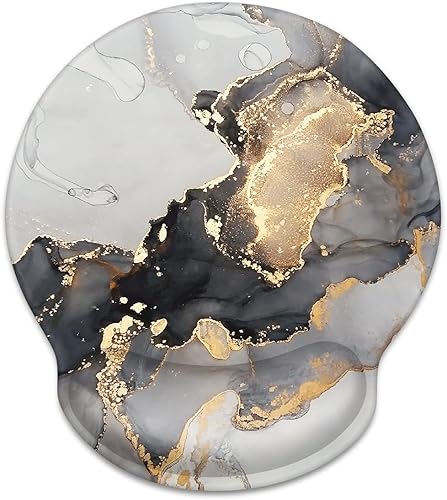 Vista 9 de WAVEYU Alfombrilla de mouse ergonómica con soporte de muñeca, alfombrilla de mouse redonda fresca, base de goma antideslizante para laptop, Mármol