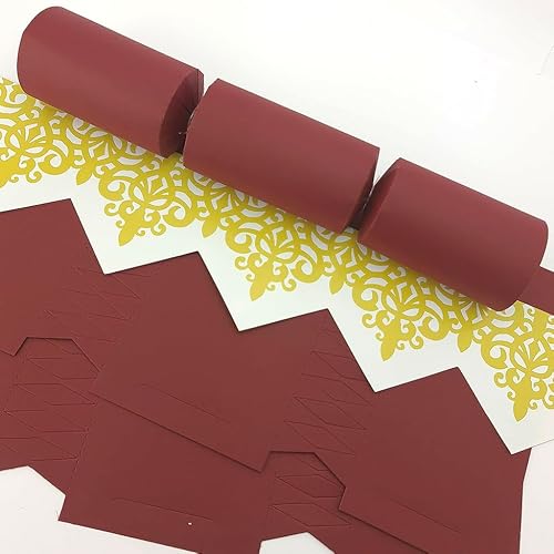Bespoke By Crafty Capers Burgundy/Red | 50 Make Your Own Large Crackers & Snappy Strips | Eco Recyclable