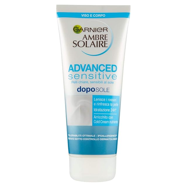 Garnier Ambre Solaire łagodzące mleko po opalaniu Advanced Sensitive, wzbogacony kremem zimnym, 200 ml