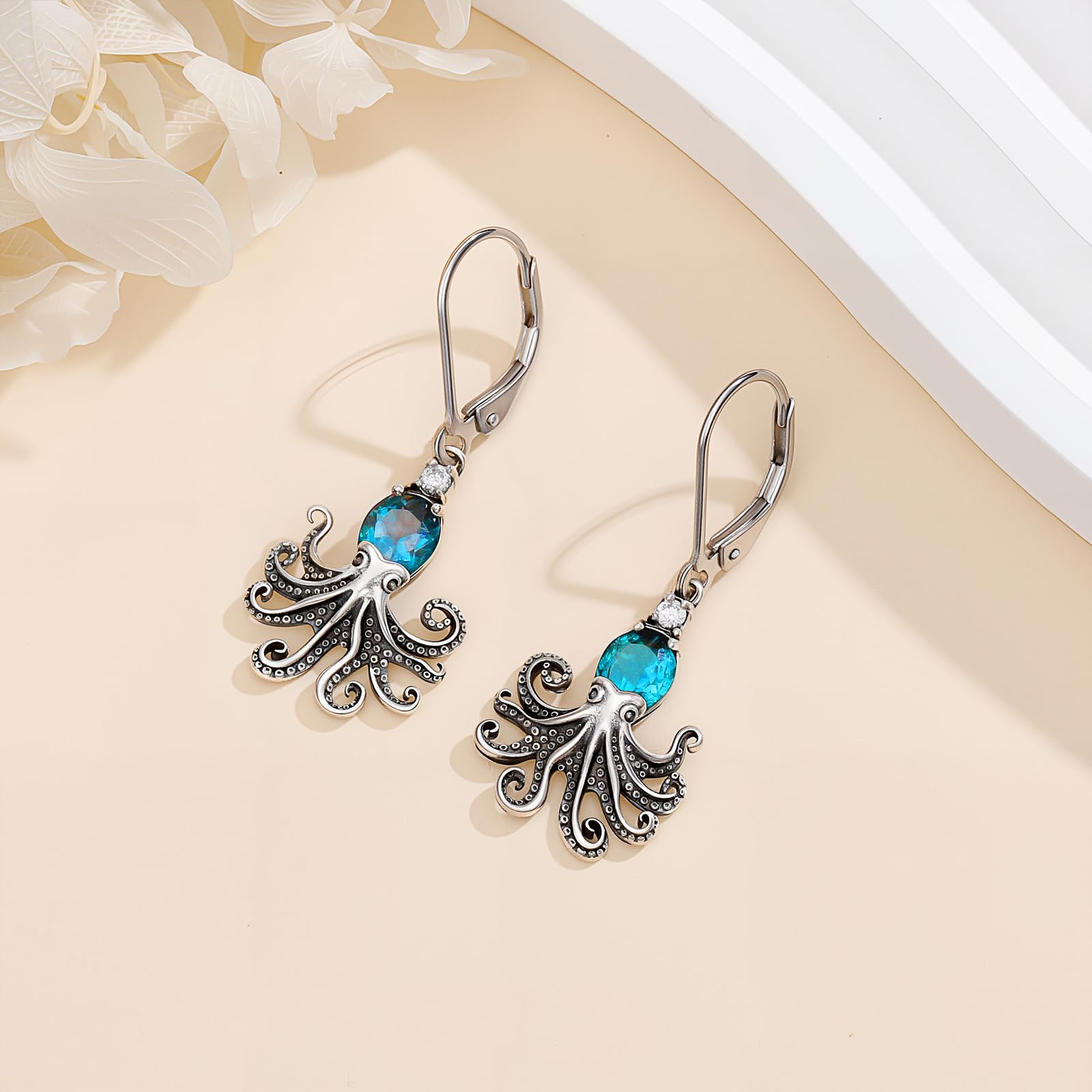 LONAGO Oktopus Ohrringe für Damen 925er Sterlingsilber Ozean Motiv Oktopus Ohrhänger