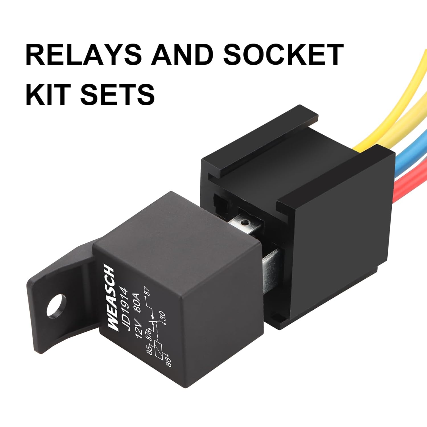 5 Pack 12V JD1914 80/60A Heavy Duty Relay with Harness, 5-Pin SPDT, 5 Wire Automotive Relay Model, for Automotive Car Marine Boat