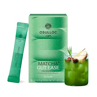 Osulloc Matcha Plus+ Gut Ease Apple & Berry Flavor, Ceremonial Grade Matcha & Probiotics Blend, Loaded tea packets Refresher, 10 Count