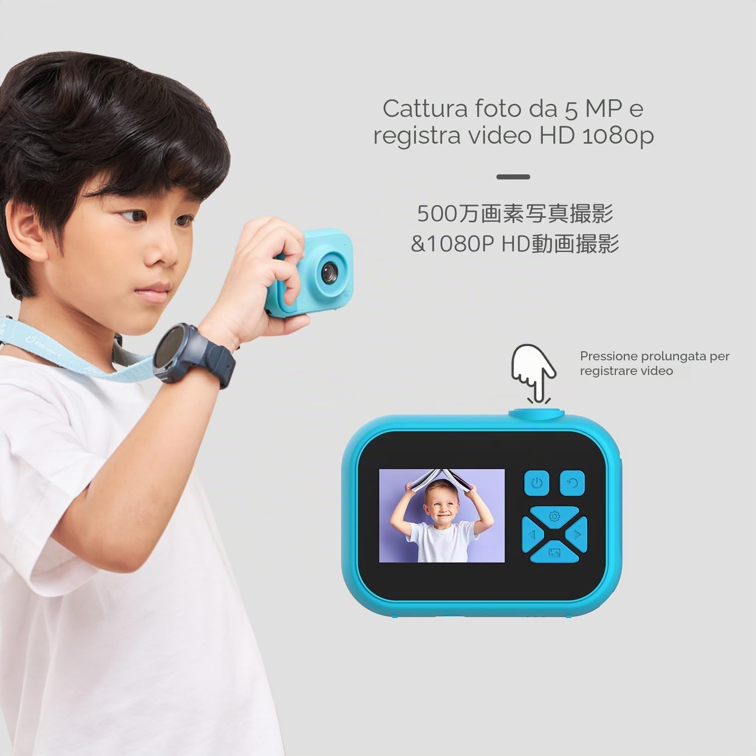 myFirst Camera 10, Fotocamera per Bambini, Schermo IPS da 2", 5 MP, Video Full HD, Scheda di Memoria fino a 32 GB non Inclusa, Blu