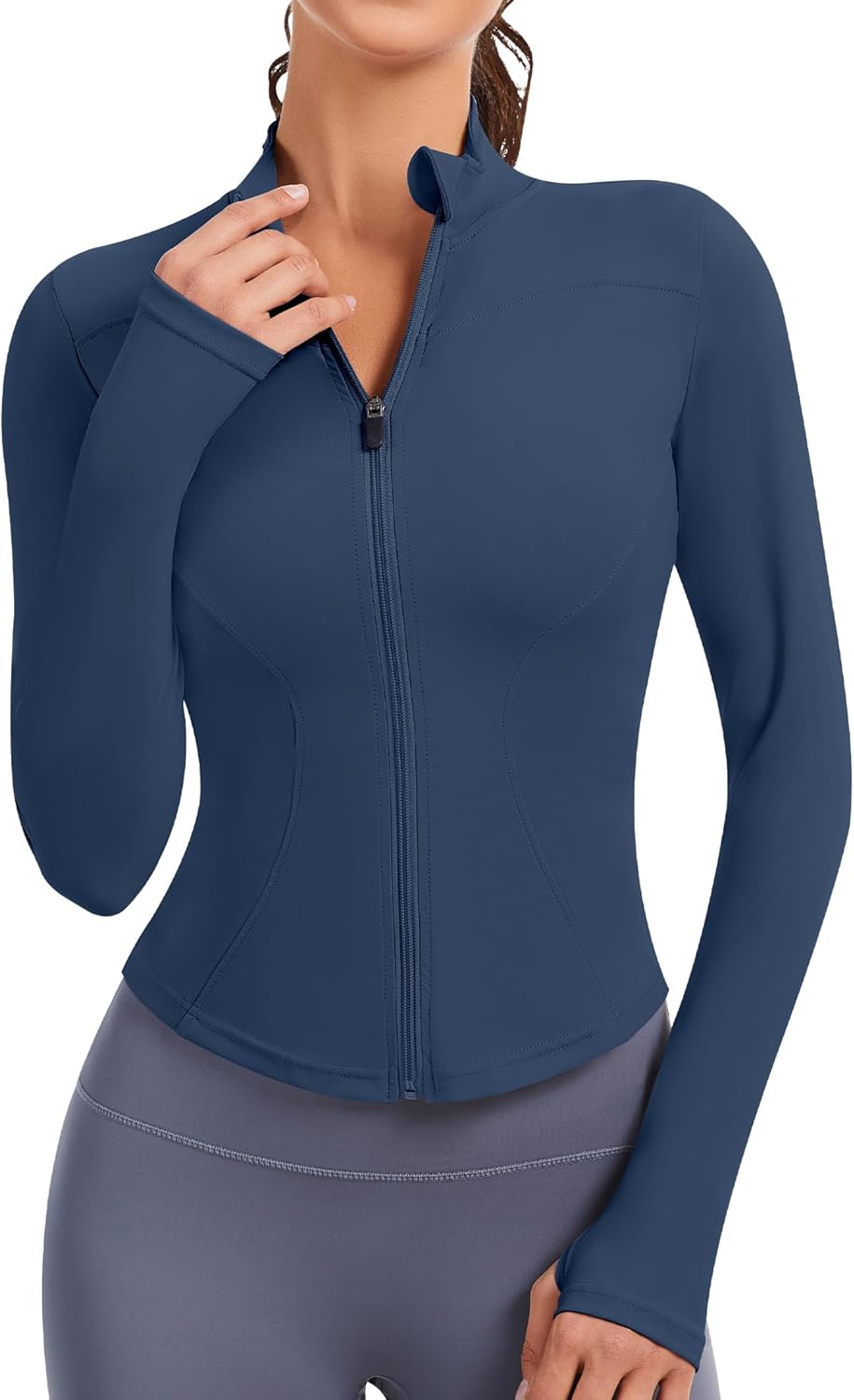 JoyGirl Running Jacket for Women Workout Jackets Zip Up Slim Fit Athletic Yoga Cropped Tops with Thumb Holes