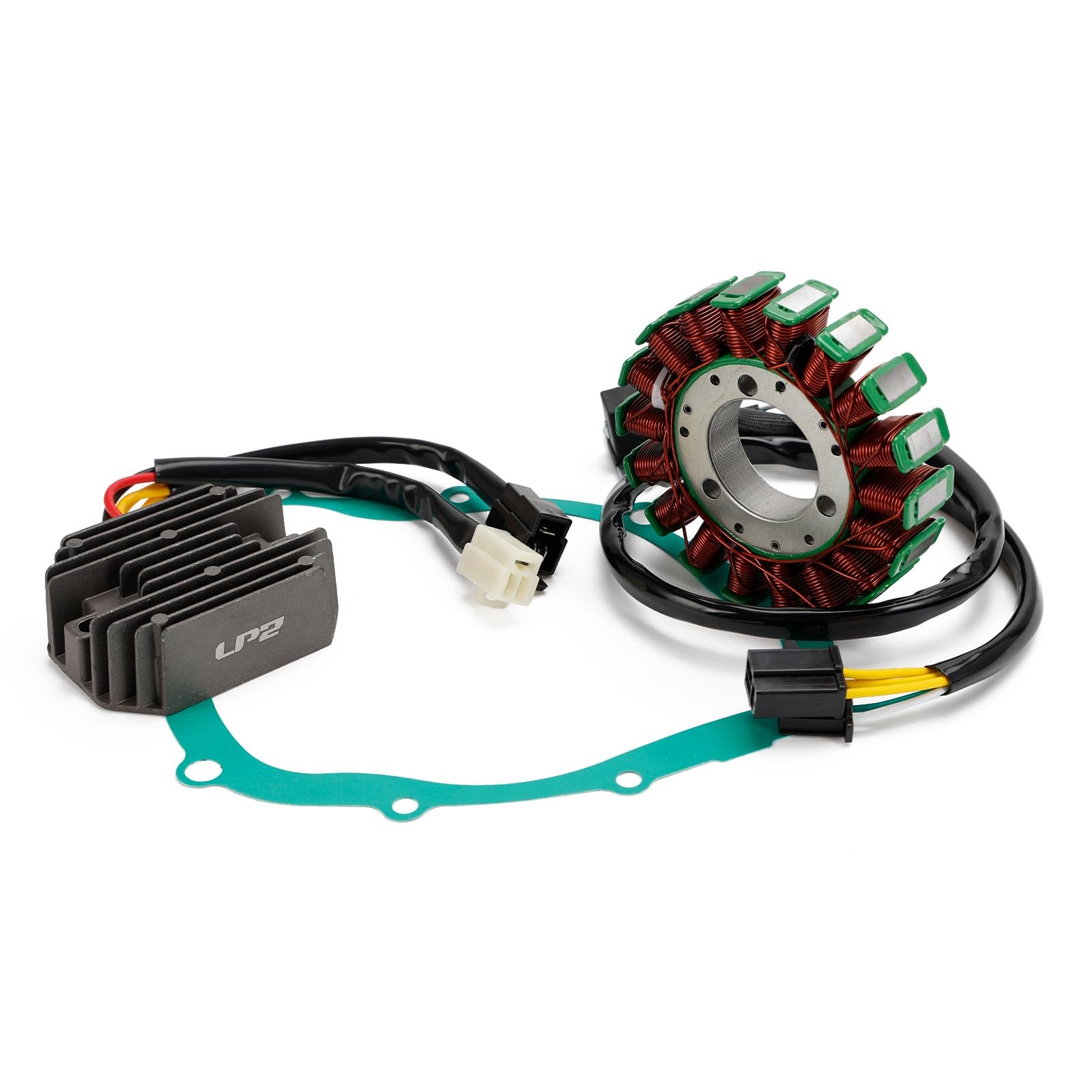 Magneto Stator + 2-Plug Voltage Rectifier + Gasket für Suzuki SV650 SV650S 99-02
