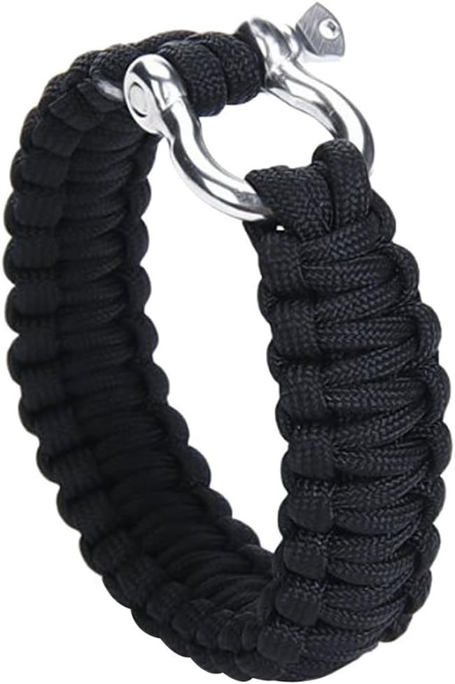BlastCase Outdoor Paracord Survival Bracelet with Zinc Alloy Bow Shackle,Black