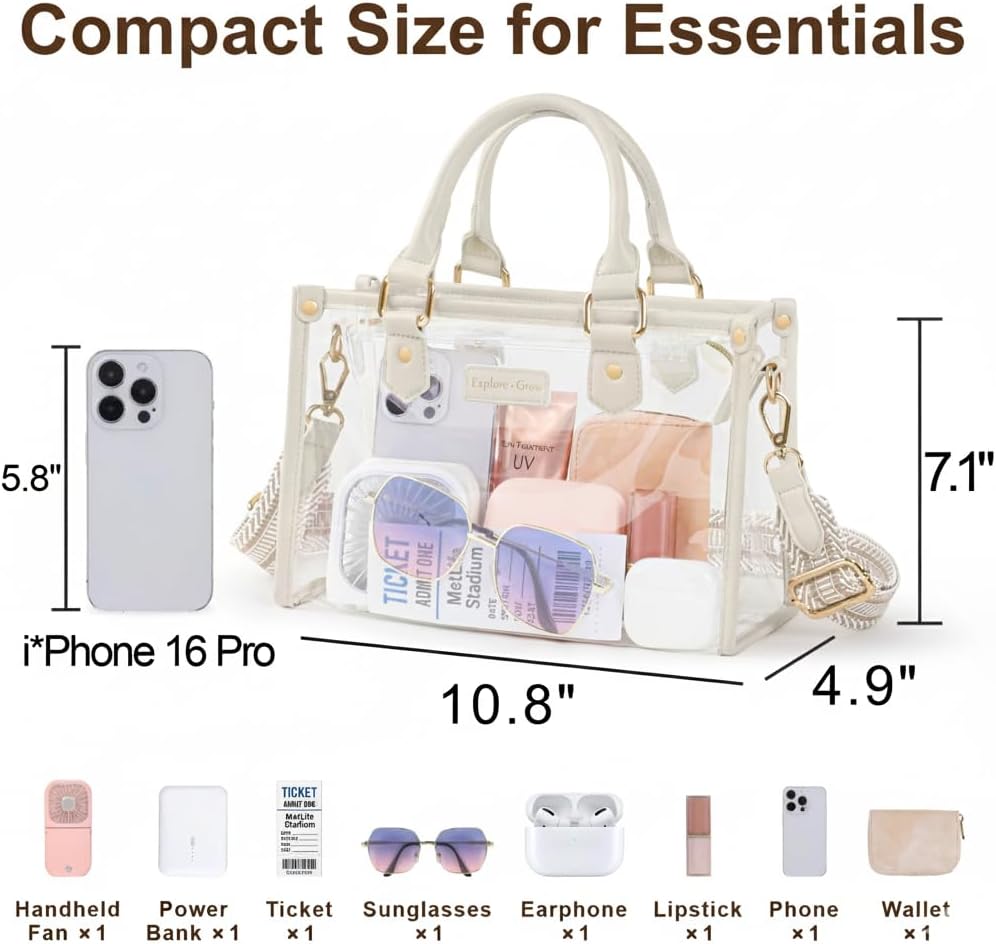 PACKISM Clear Tote Bags for Women - Clear Bag for Stadium Events with Privacy Inner Bag for Sport Events Concerts Festivals - Image 3