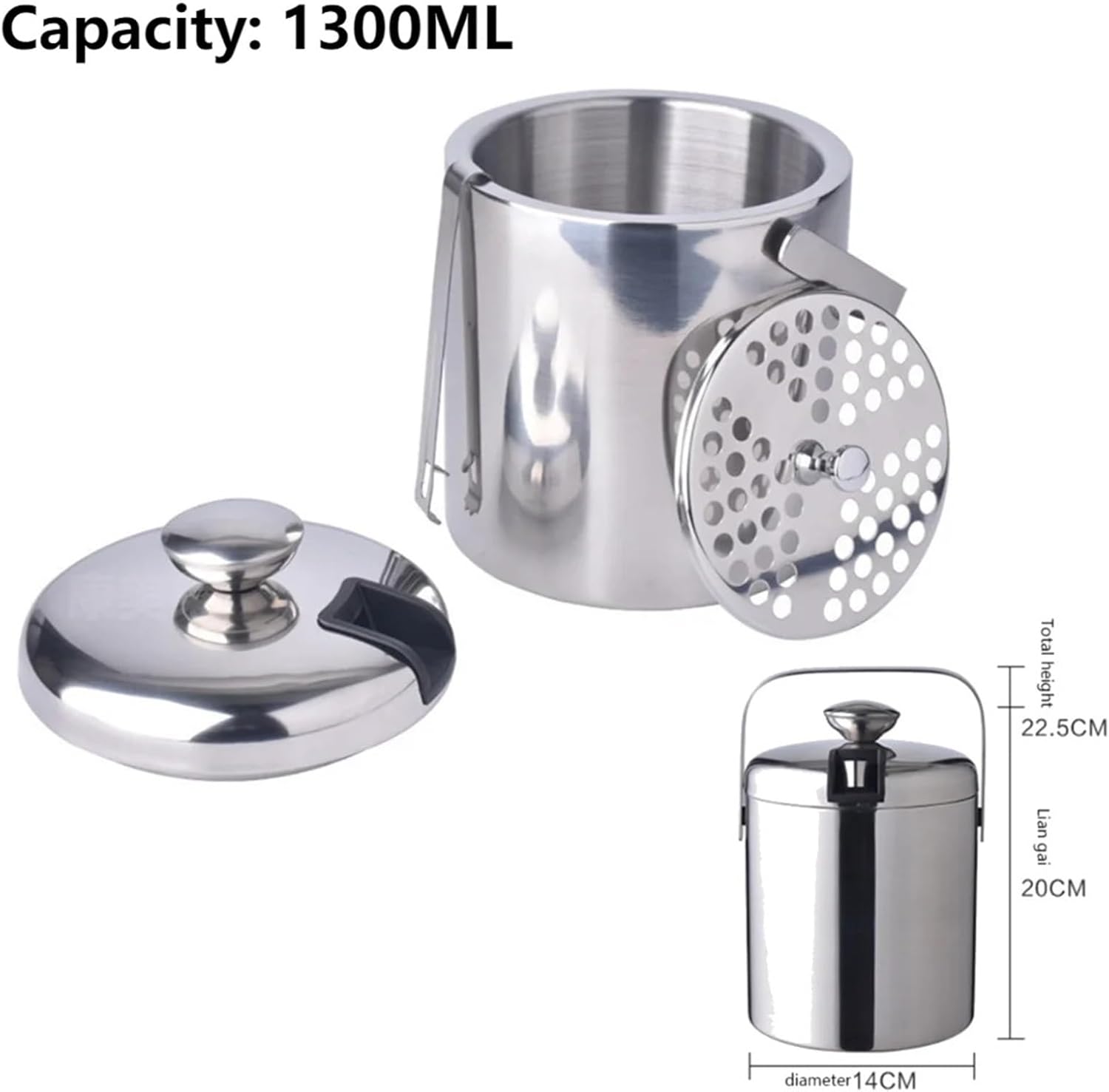 For Bar Accessories Large Capacity Ice Bucket 1.3/3.2/1.6 Liter Double Wall Stainless Steel Ice Bucket For Barware Champagne Accessories For Bar Accessories