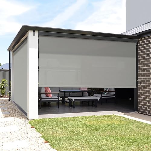 Miniatura 2 de VICLLAX Persiana enrollable de alta calidad para exteriores, tela de PVC, persiana enrollable para exteriores, funciona con cenefa protectora de