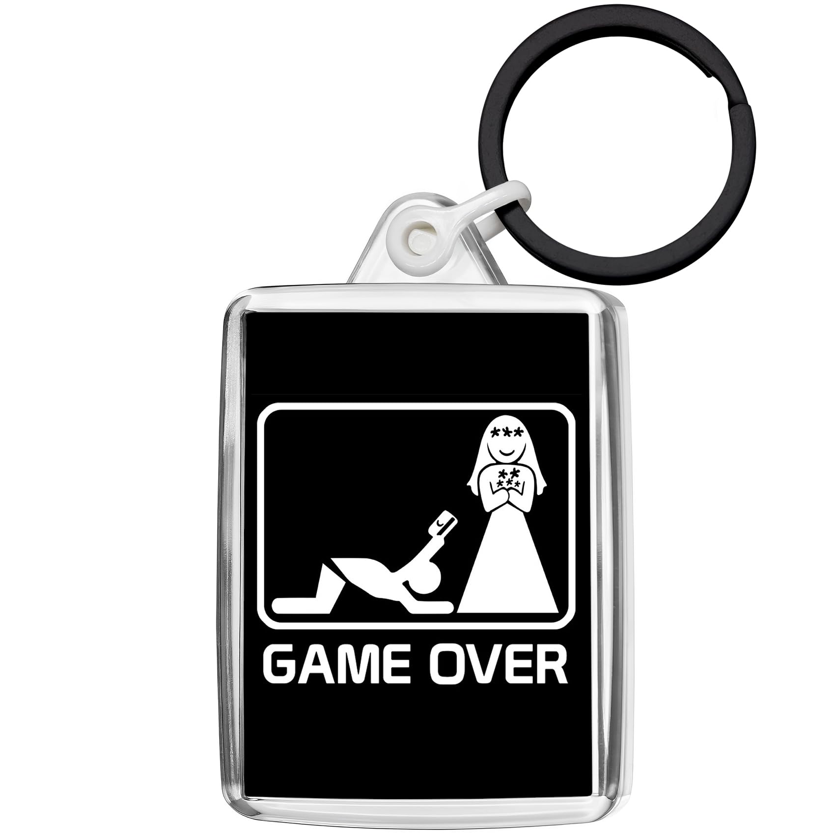 Pixly Unisex Clear Pixly® Marriage Game Over Keyring Key Fob Keychain Wife Husband Joke Keepsake Funny Gift For Him Her Wedding