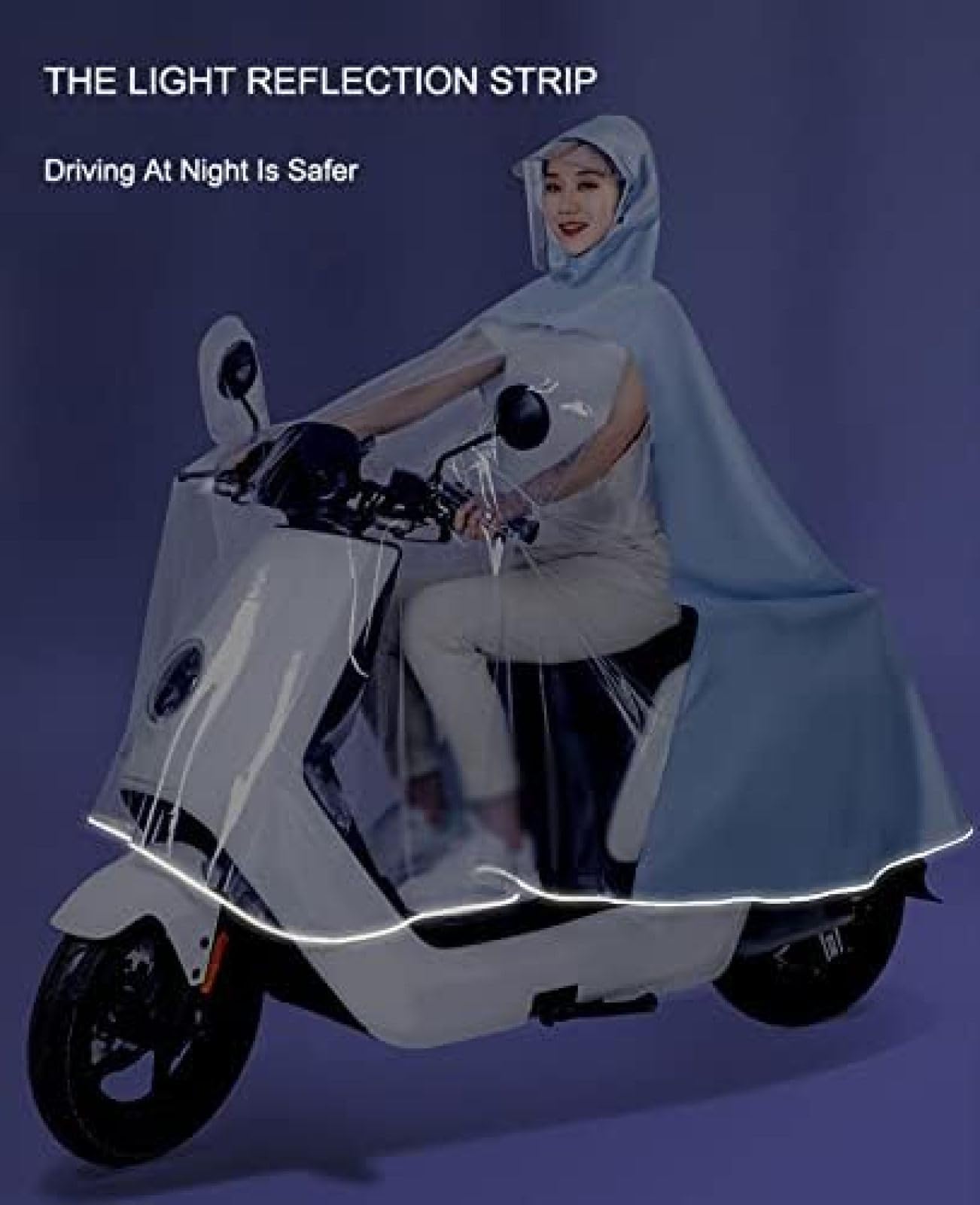 Chubasquero para Bicicleta Eléctrica, para Adultos, para Bicicleta Eléctrica, Scooter, Poncho, Motocicleta, Transparente, Largo, De Cuerpo Completo, Impermeable, Capa De Lluvia con Tiras Reflectan