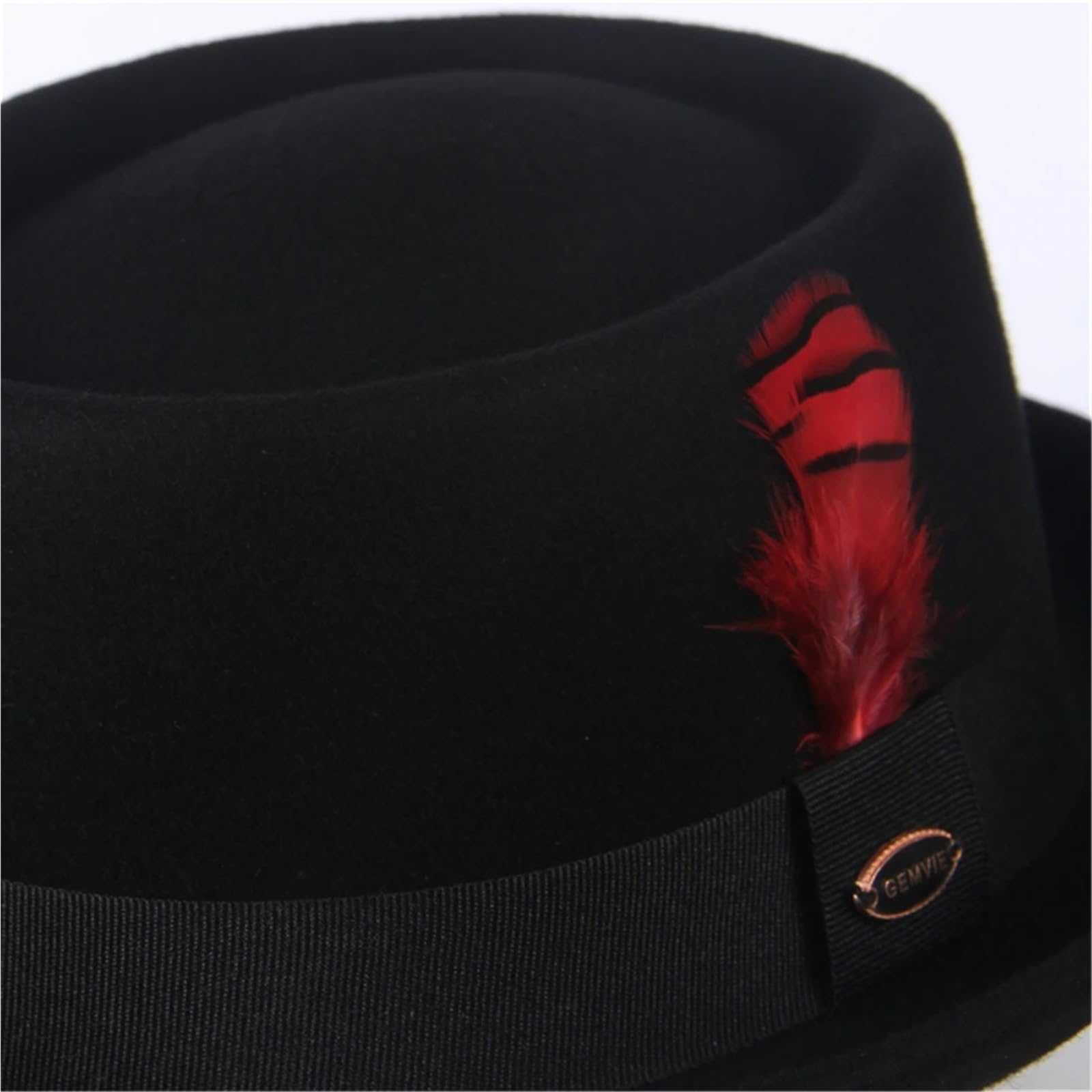 Pork Pie Hut Pork Pie Hut aus Wollfilz, Damen und Herren, Porkpie-Hut, Gebogene Krempe, Pie-Wollhut, Unisex, Herbst-Winter-Fedora-Hut Für die Party