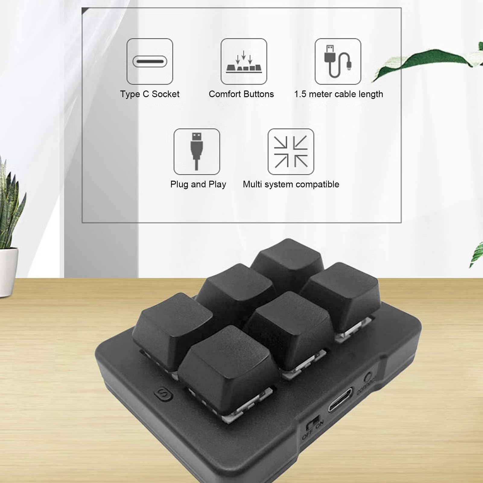 Cuifati Mini Clavier 6 Touches, Clavier Macro RVB personnalisé Programmable, Double Mode Filaire sans Fil 2,4 G, Commutateur Bleu, Jeu Mécanique à Une Main pour Jeu D'étude de Travail