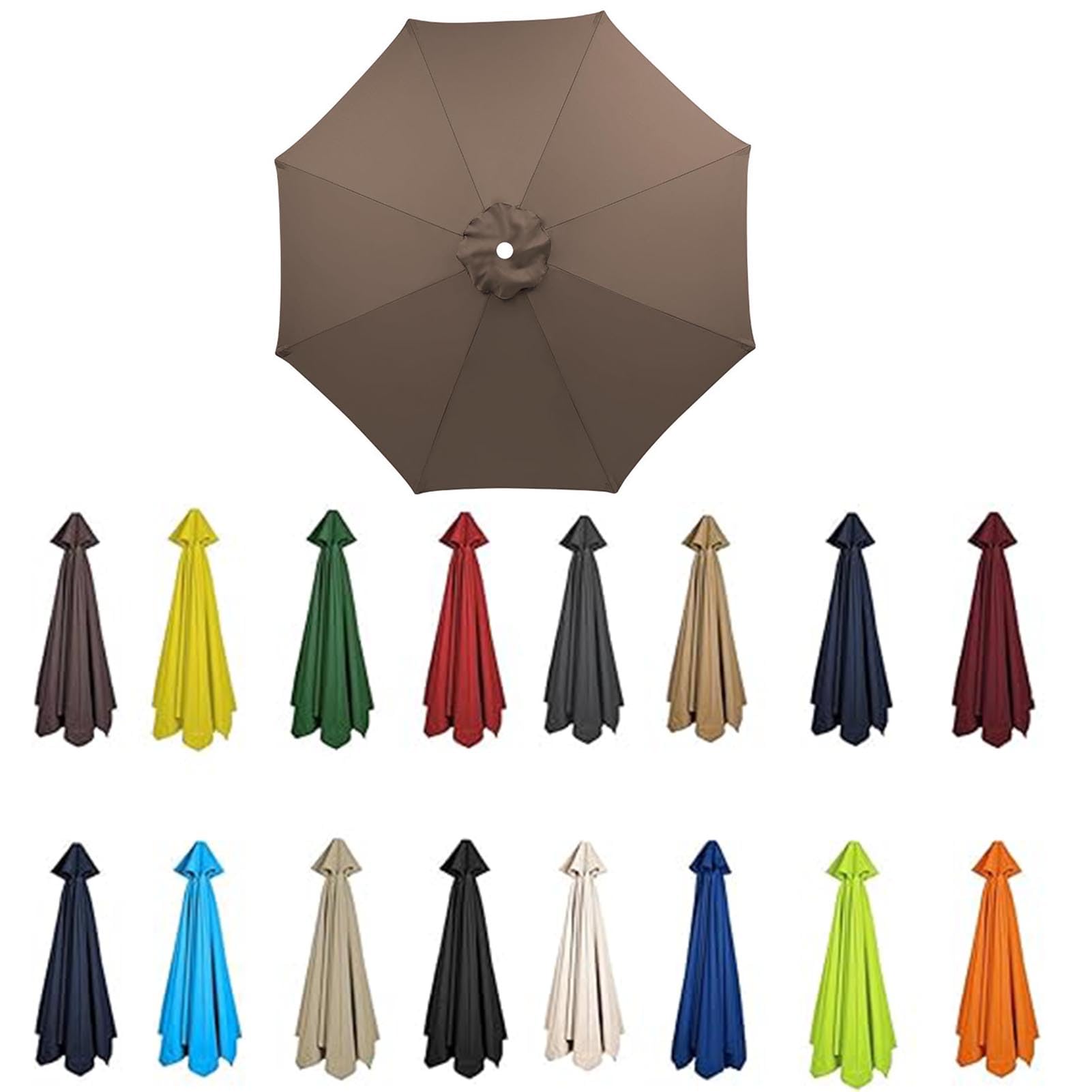 2m-3.5m Replacement Parasol Canopy, Umbrella Replacement Fabric, UPF 50+ Garden Parasol Replacement Canopy, Outdoor Replacement Fabric, 6/8 Rib for Garden Umbrella (Khaki C,6ribs:2.7m/8.8ft)
