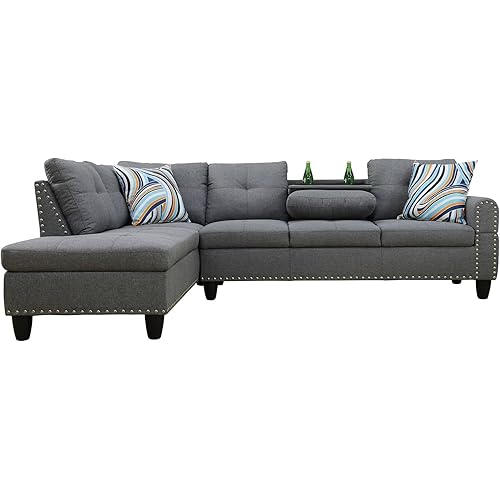 Grey Linen Sofa Three Piece Set Living Room Sofa - F0999A