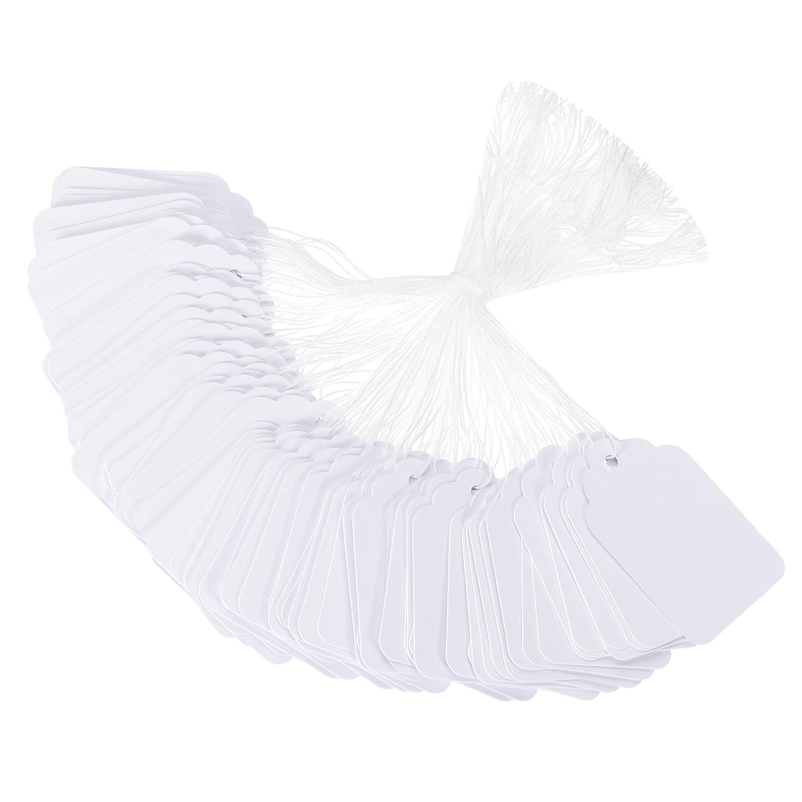 PATIKIL Price Tags with String Attached, 500 Pcs White Paper Writable Blank Gift Jewelry Tags Marking Hang Tags for Labeling Clothing Pricing Garage Yard Sale, 1.89 x 1.18 Inch