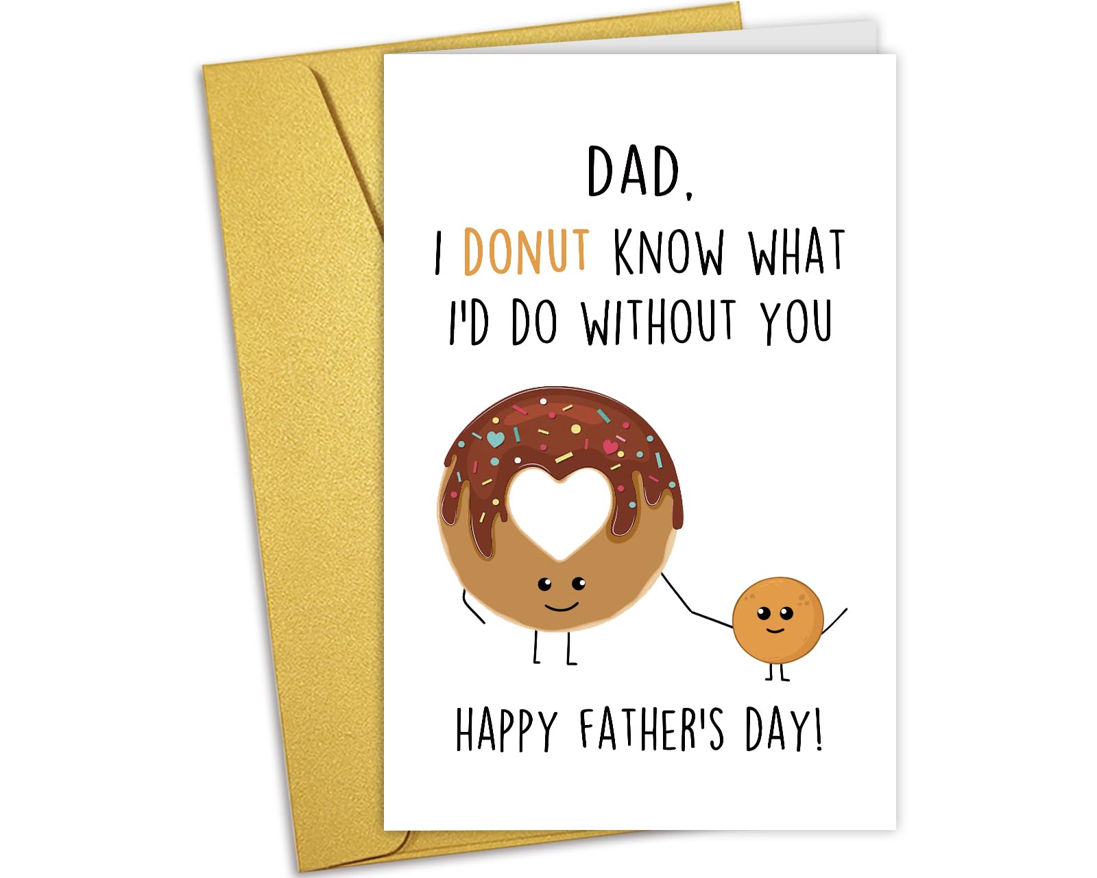 Nchigedy Donut Fathers Day Card from Kids Daughter Son, Lovely Pun Father's Day Card for Dad, Happy Father's Day Cards, I Don't Know What I'd Do
