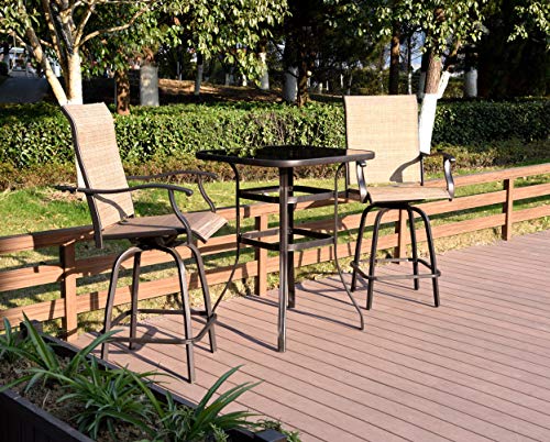 EMERIT Outdoor Swivel Bar Stools Bar Height Patio Chairs, Set of 2 (Bar Stools)