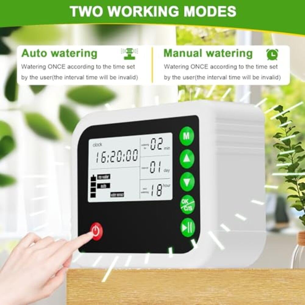 Arrosage automatique des plantes avec minuterie pour 15 pots, kit d'irrigation goutte à goutte avec durée réglable et double mode, ABS résistant aux intempéries IP65 pour intérieur et extérieur