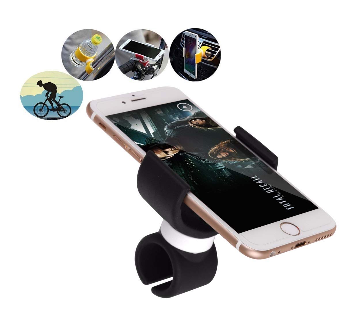 Supporto universale per cellulare per passeggino, per smartphone con schermo fino a 7,5", colore: nero