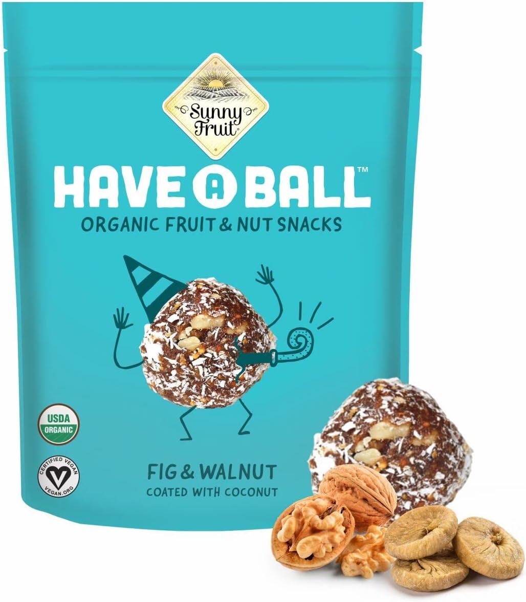 Sunny Fruit 100% RAW Fruit & Nut Snacks, Fig & Walnut, 1-Pack (9 Balls Per Bag) | No Sugar Added | Healthy, Convenient, On-the-Go Energy Balls | ORGANIC, VEGAN, GLUTEN-FREE, KOSHER