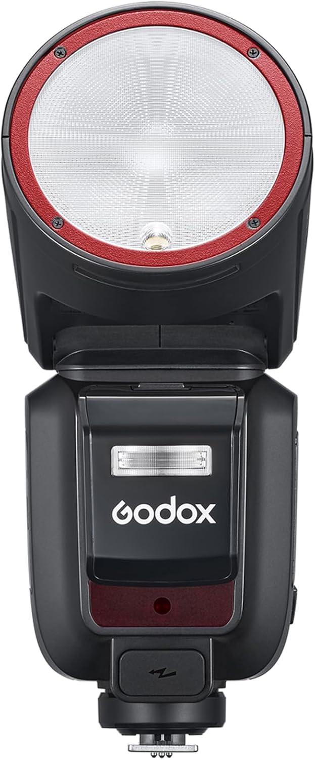 Godox V100 Flash V100-N USA Version Round Head Touch Screen Flash, 100Ws Global Shutter Flash Sync 1/80000, 1/8000 HSS, Built-in Lithium Battery, 10 Level LED Modeling Lamp, for Nikon Camera