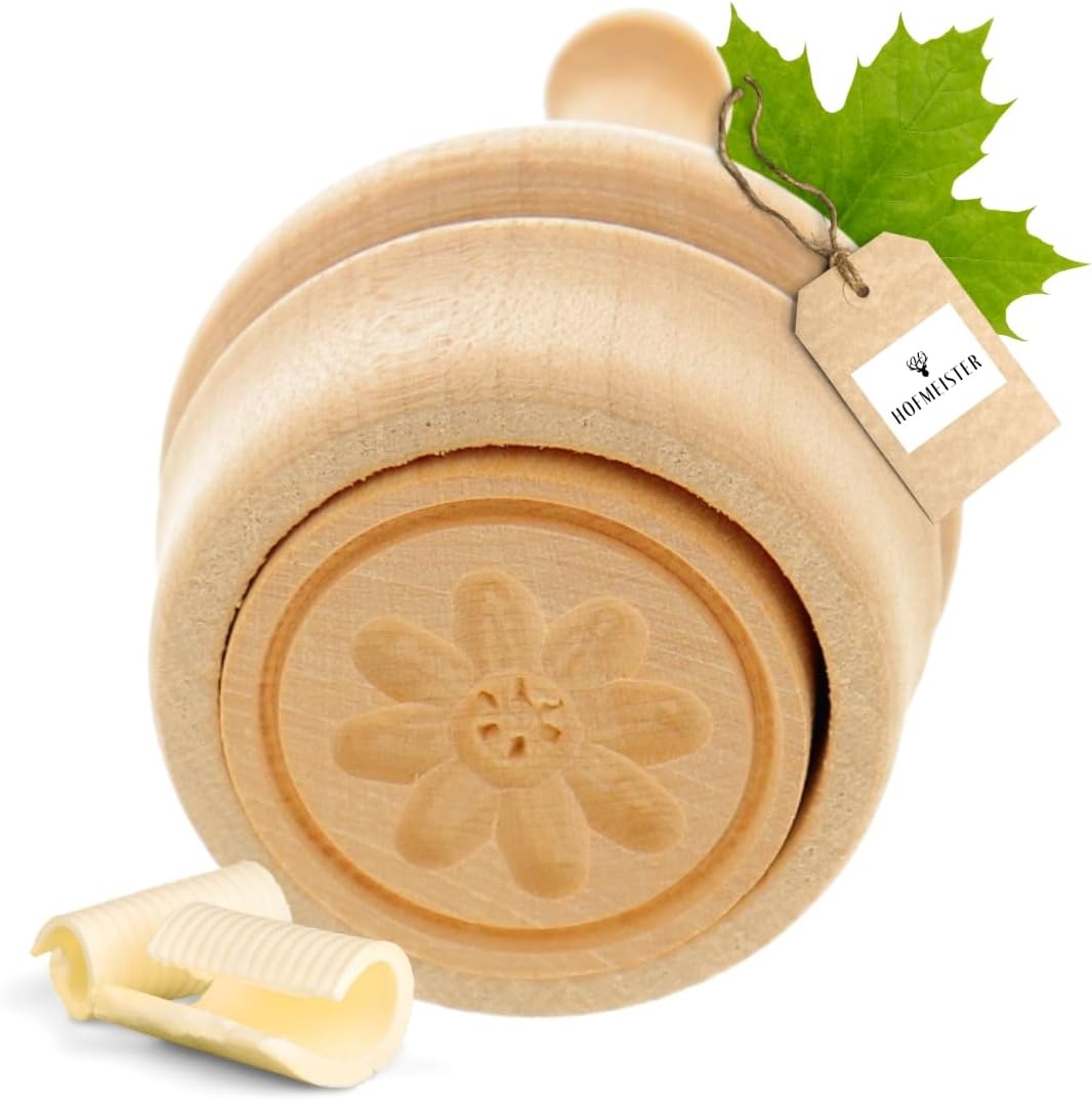 Hofmeister Holzwaren Butter Press, 30 g, Rosette, Maple Wood