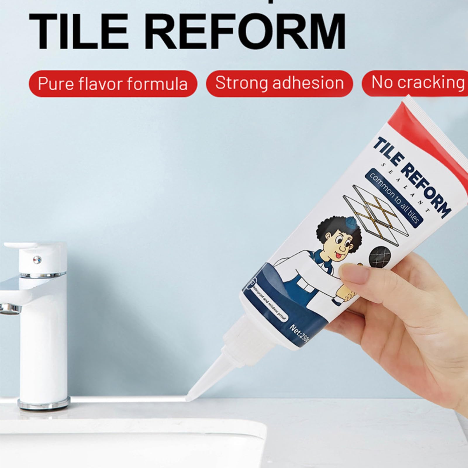 Tile Grout Repair, White Grout Filler Tube, 250g Waterproof Grouts Restorer, Seam sealers for Bathroom and Kitchen Use, Easy Line Fix to Wall & Floor Tiles, Quick Application