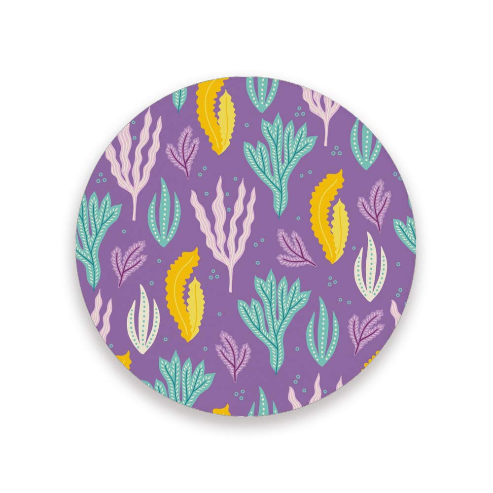 Dessous de verre absorbants colorés CHEHONG en liège motif algues violettes lot de 4