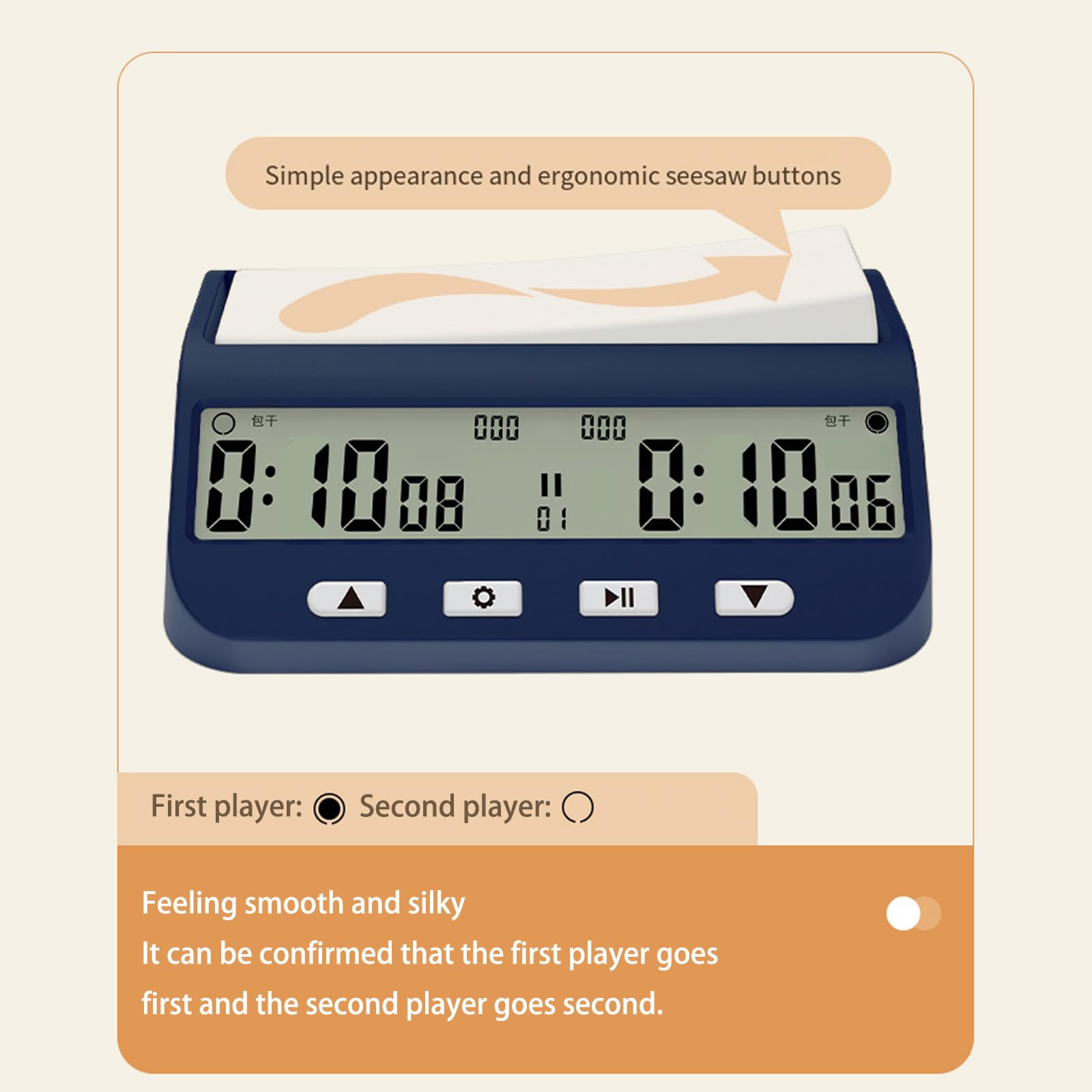Orologio da gioco multilingue – 5 sistemi di cronometraggio da competizione, volume regolabile, portatile e facile da installare, timer per scacchi, orologio portatile per tornei