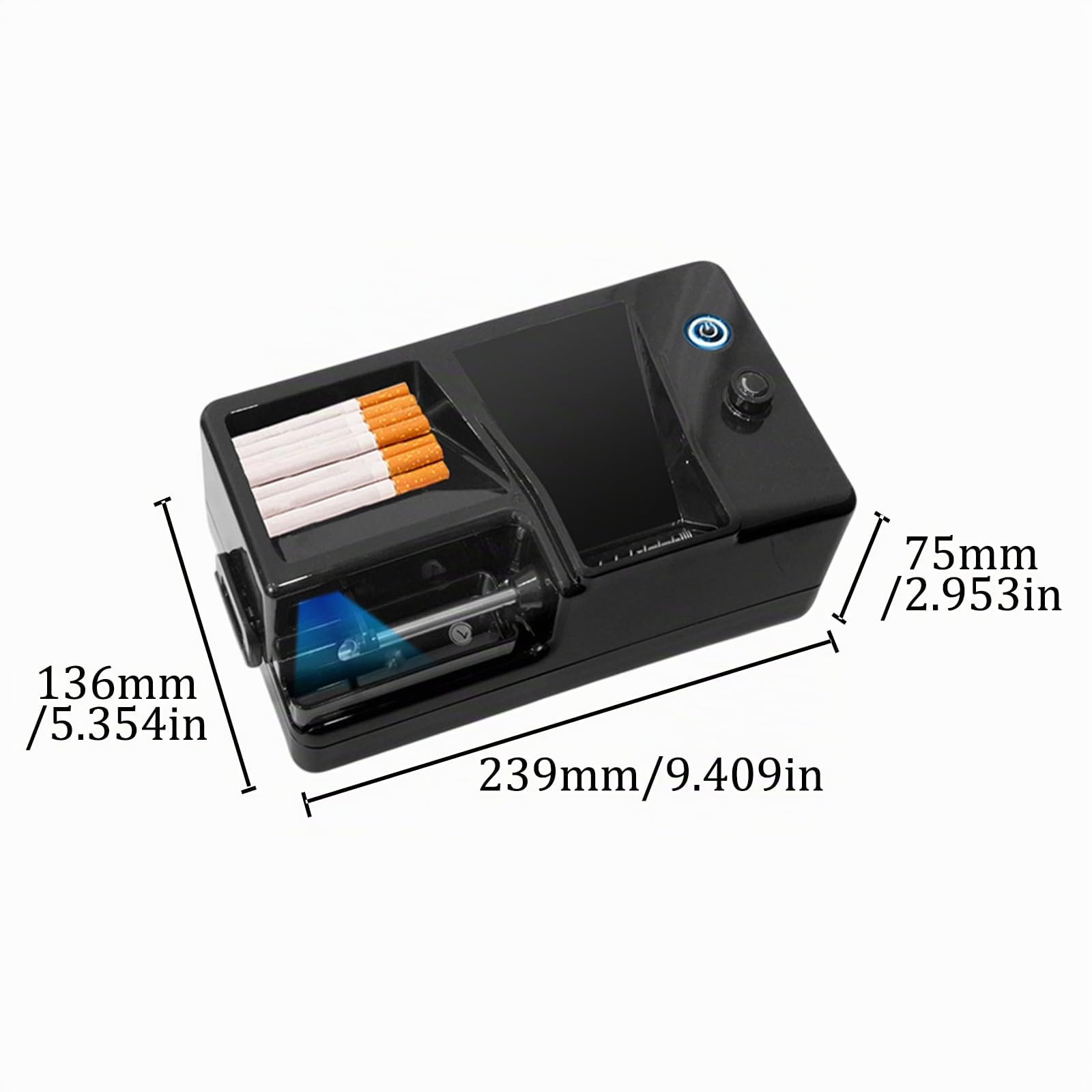 Macchinetta Elettrica Automatica per Sigarette,Automatico Della Sigaretta Del Rullo Del Tabacco Delle Macchine di Riempimento Della,8 mm/6,5 mm Doppio Uso,Infrarossi,Design Ricaricabile(Color:Black)
