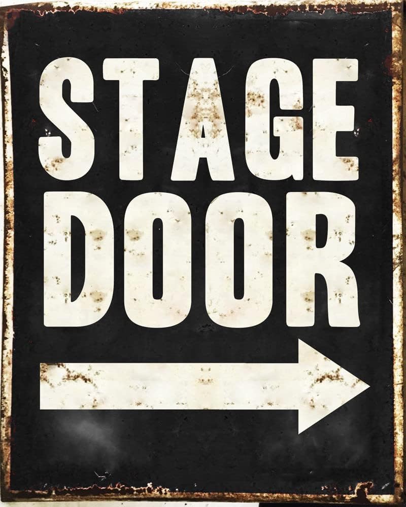 Top Banana Gifts Yellow The Stage Door - Retro Vintage Metal Sign, Poster, Plaque, Decorative Wall Art, 2 Sizes (A4, 21 X 28Cm)