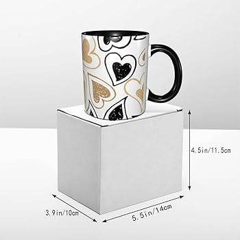 ユニークなデザインの陶器カップ Amazon.co.jp: 金と黒のハートデザインパターン マグカップ 陶器