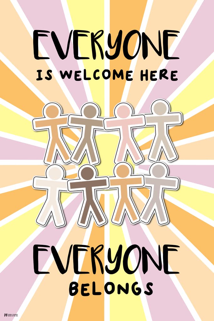 Everyone Is Welcome Here Everyone Belongs Style Classroom Decor Educational Rules Teacher Supplies School Decor Teaching Toddler Kids Elementary Cool Wall Art Print Poster 12x18