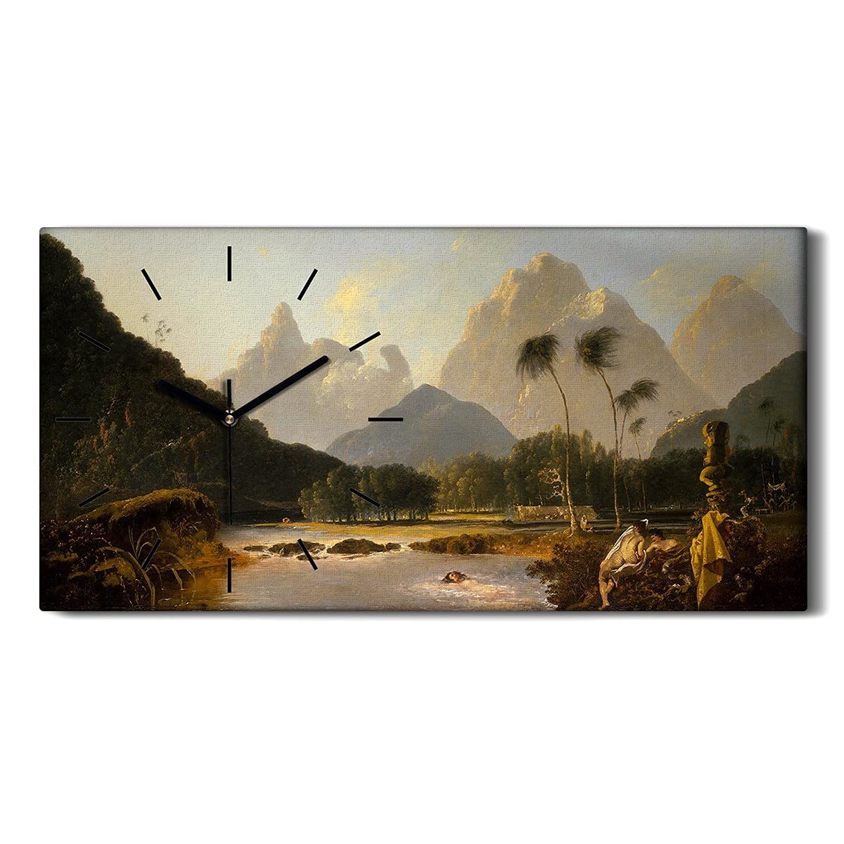 Horloge sur Toile Image Couleur de Montagnes 60x30cm Décoration Murale