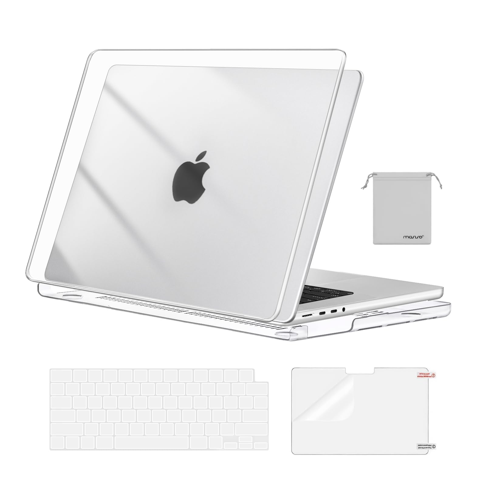 MOSISO Compatible with MacBook Pro 16 inch Case 2025-2021 M4 M3 M1 M2 A3403 A3186 A2991 A2780 A2485 Pro Max Chip, Plastic Hard Shell Case&Keyboard Cover&Screen Protector&Storage Bag, Crystal Clear
