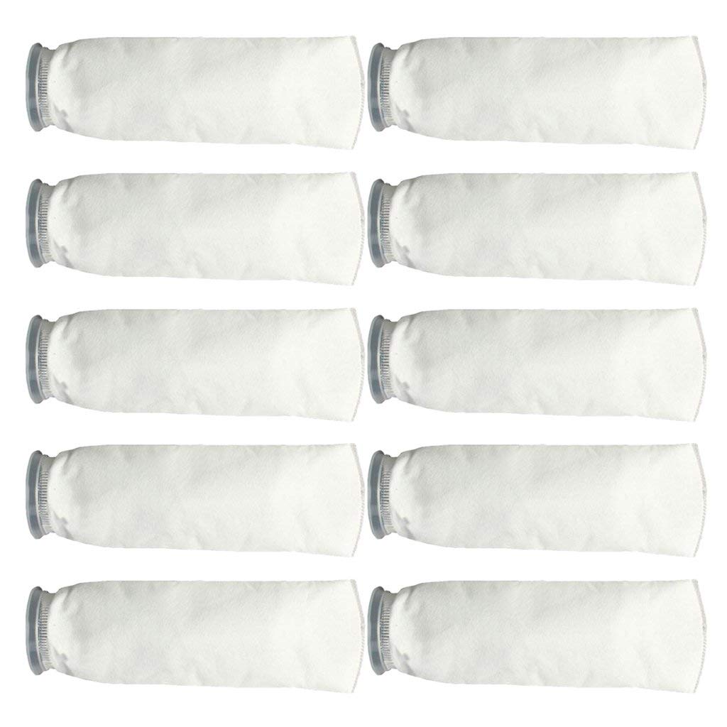 10 sacchetti filtranti bianchi da 200 micron, in polipropilene + poliestere, per acquario, acquario, pozzetto, in feltro, con filtro meccanico da 10,2 cm di diametro